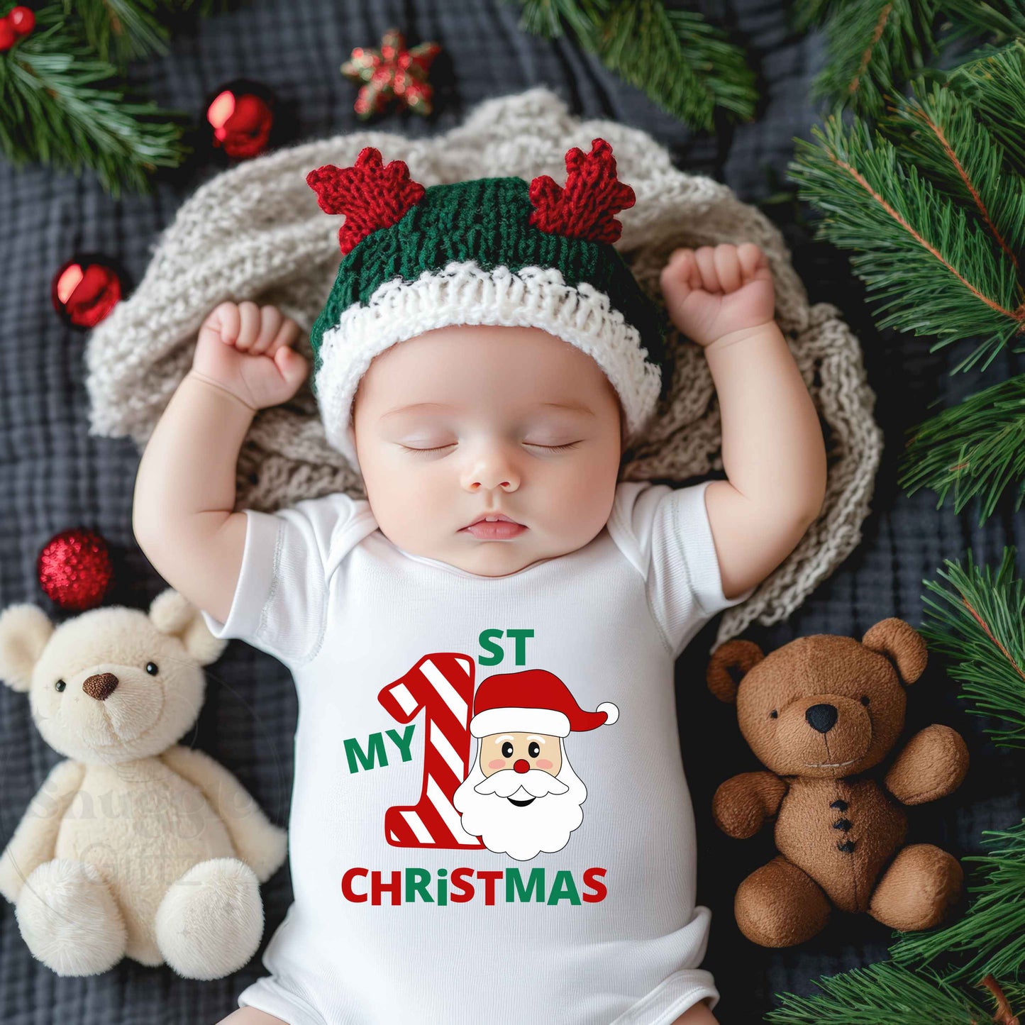 My 1st Christmas Santa Infant Baby Jersey, Fun Cozy Bodysuit, Baby Boy Girl Gender Neutral Snapsuit, Soft Cute Diaper Shirt, Adorable Romper