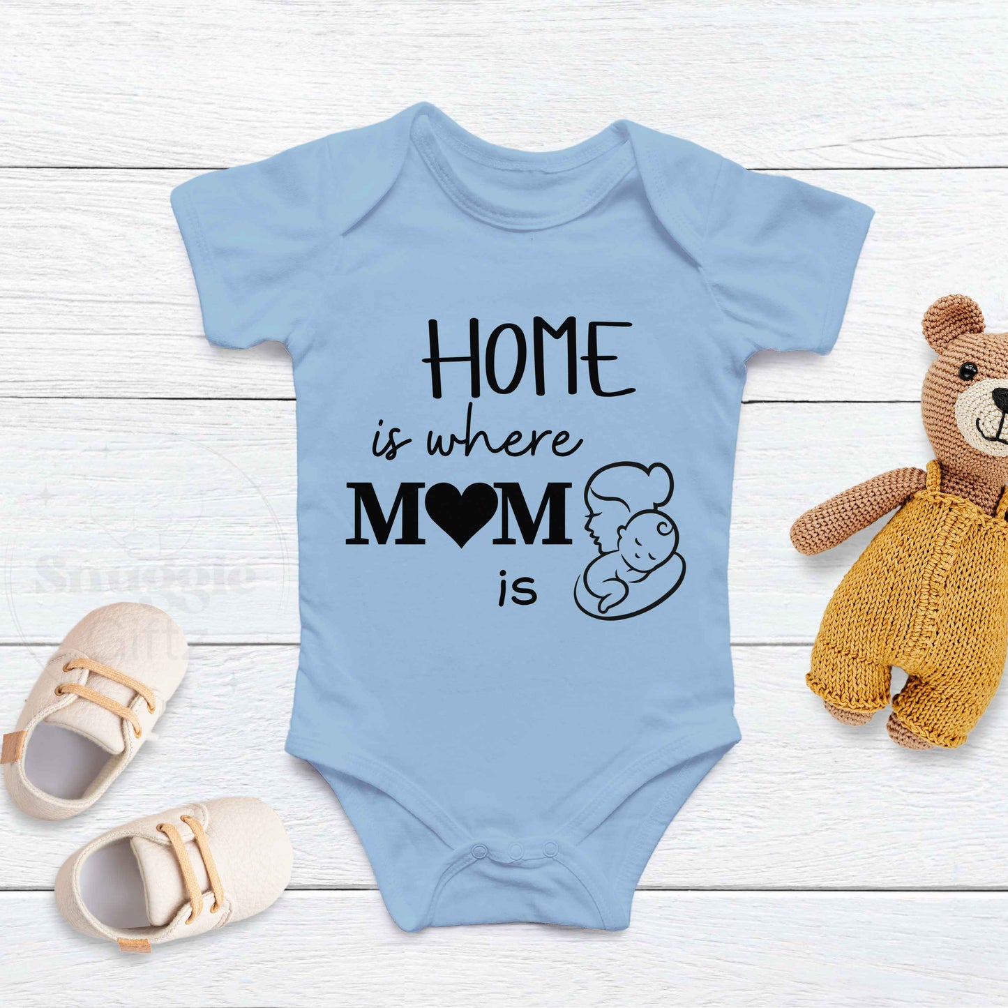 Home Is Where Mom Is Infant Baby Shirt Fun Cozy Bodysuit, Baby Boy Girl Gender Neutral Snapsuit, Soft Cute Diaper Shirt Romper