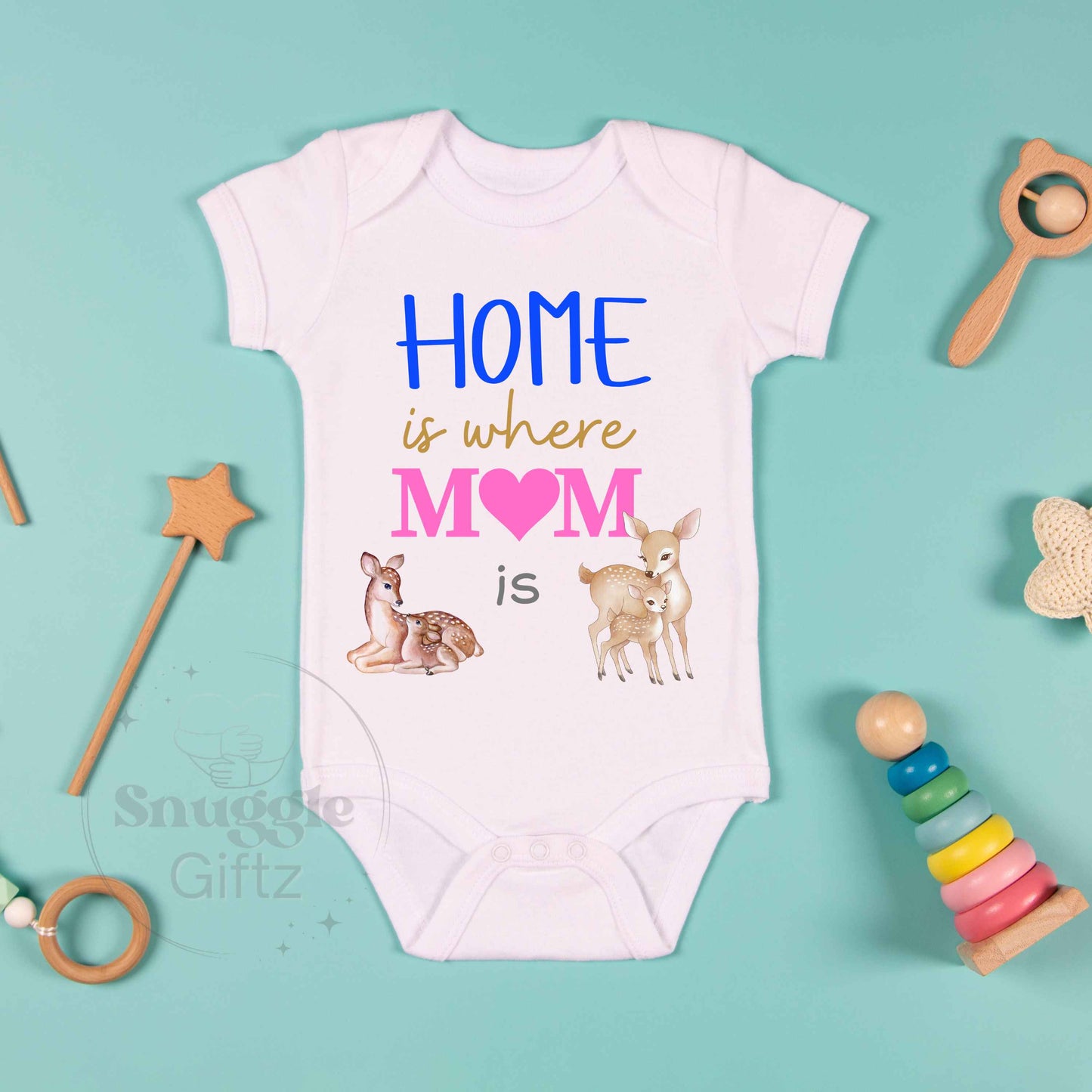 Home Is Where Mom Is Infant Baby Shirt Fun Cozy Bodysuit, Baby Boy Girl Gender Neutral Snapsuit, Soft Cute Diaper Shirt Romper Sleepsuit