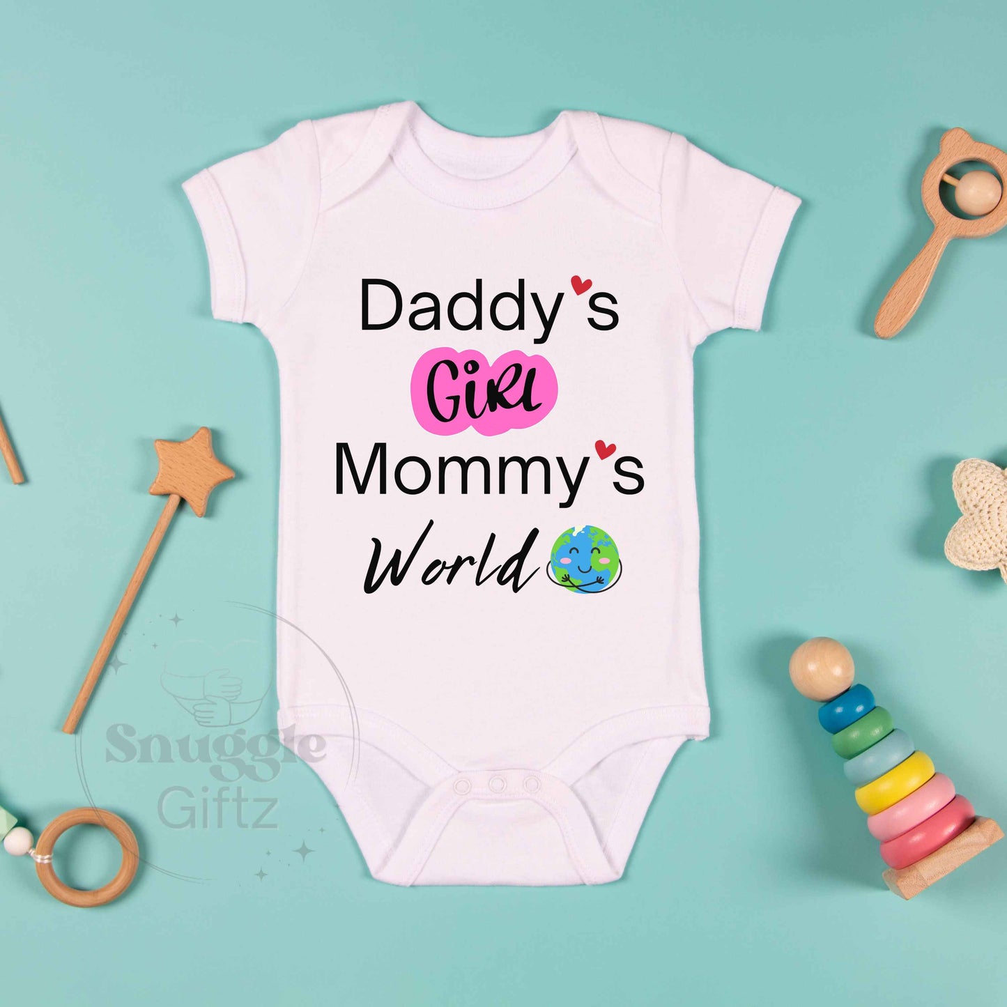 Daddy's Girl Mommy's World Baby Infant Shirt Fun Cozy Bodysuit, Baby Girl Snapsuit, Soft Cute Diaper Shirt Romper Sleeper