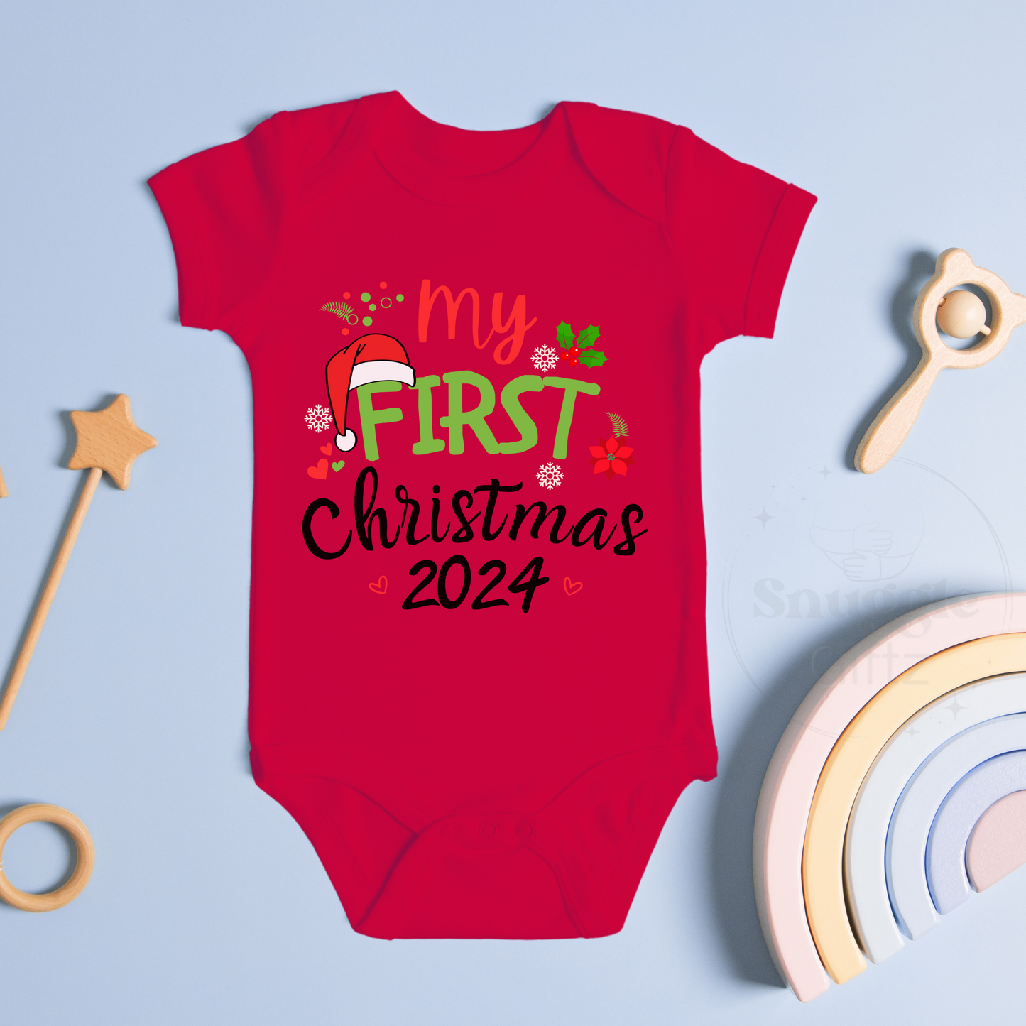 My First Christmas 2024 Infant Baby Bodysuit, Christmas Baby Outfit, Santa Baby soft cozy warm Christmas romper snapsuit