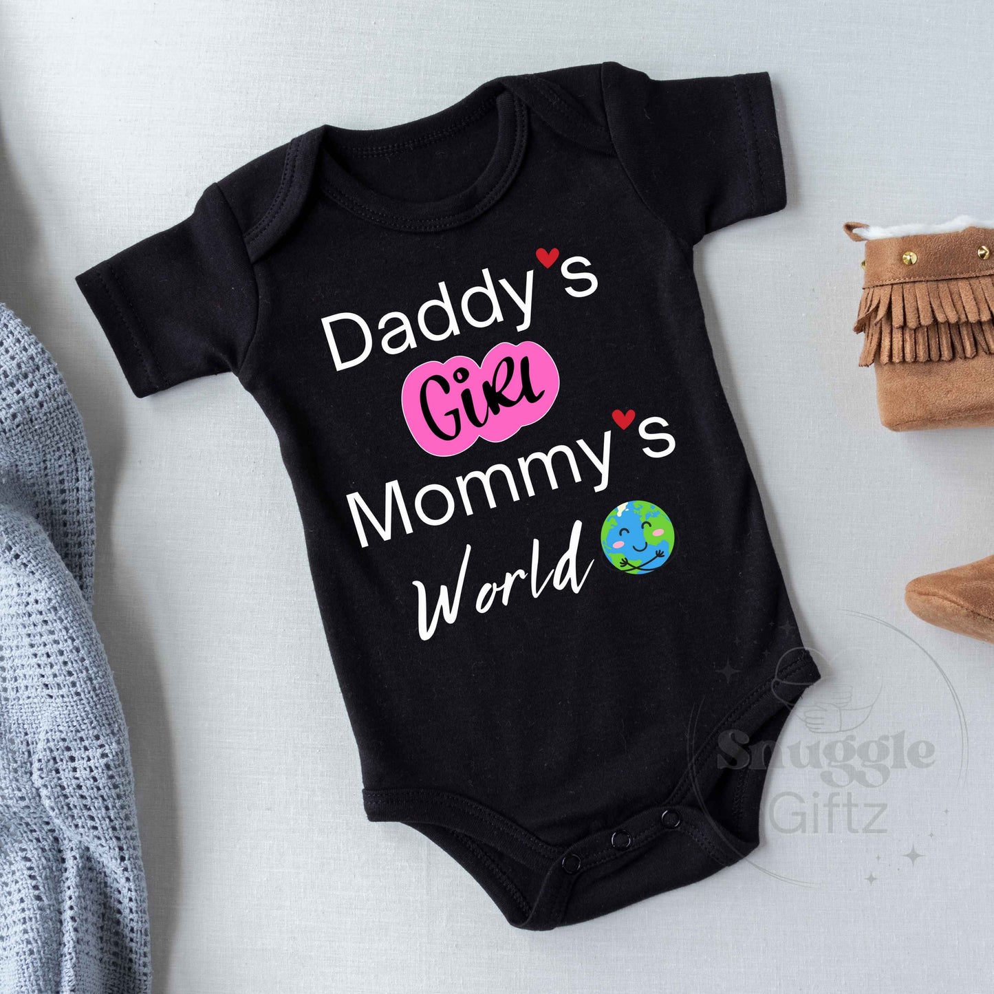 Daddy's Girl Mommy's World Baby Infant Shirt Fun Cozy Bodysuit, Baby Girl Snapsuit, Soft Cute Diaper Shirt Romper Sleeper