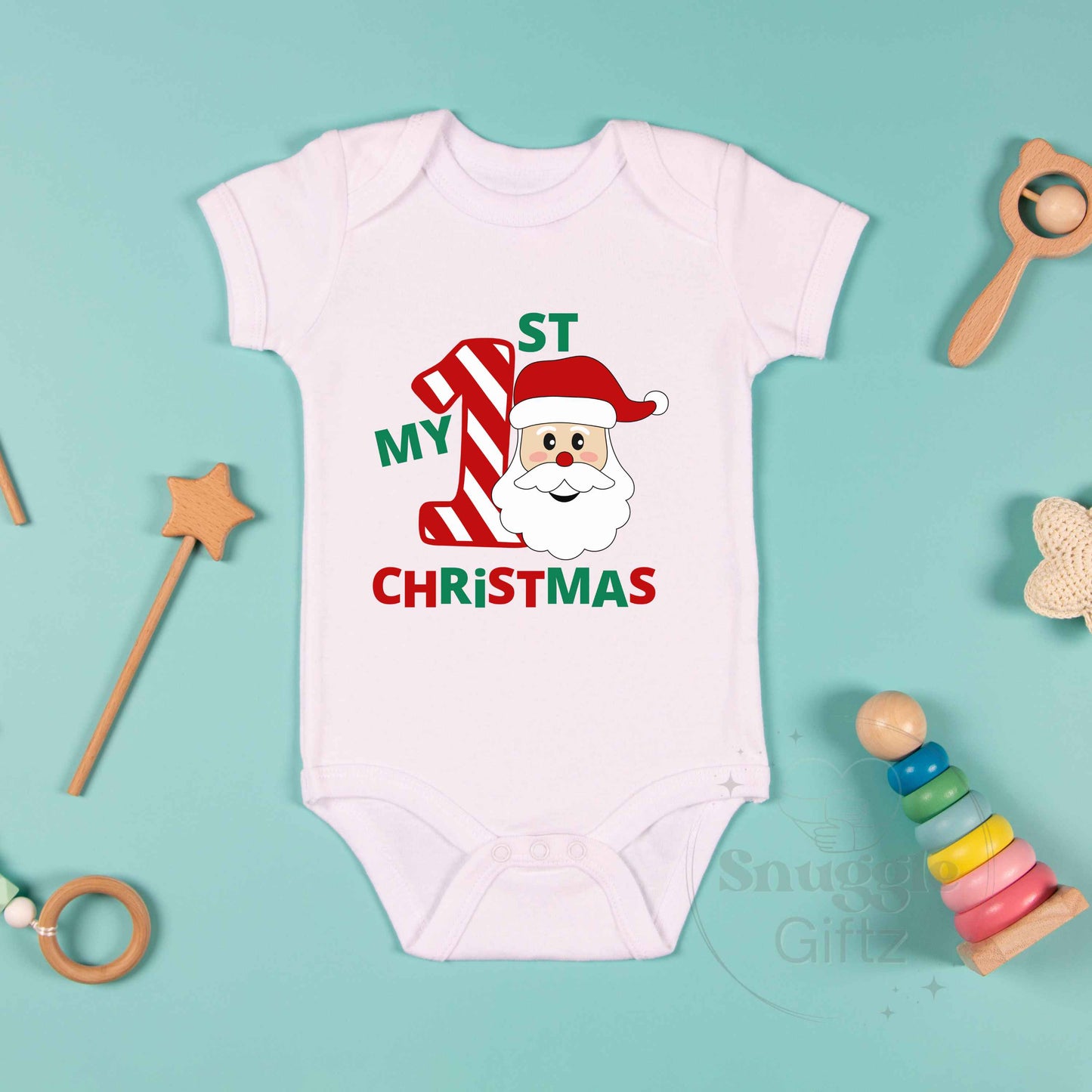 My 1st Christmas Santa Infant Baby Jersey, Fun Cozy Bodysuit, Baby Boy Girl Gender Neutral Snapsuit, Soft Cute Diaper Shirt, Adorable Romper