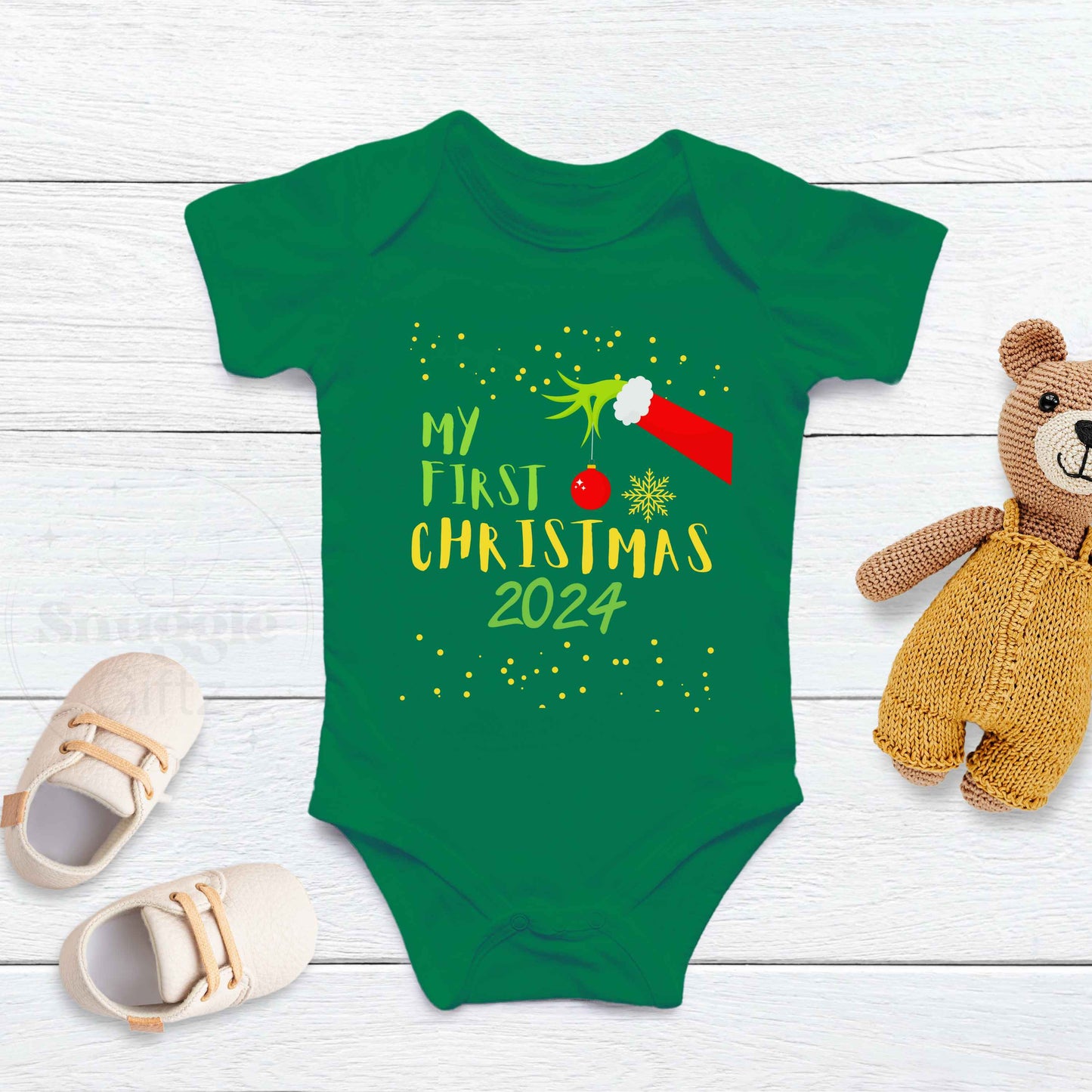 My First Christmas 2024 Infant Baby Bodysuit, Fun Cozy Adorable Jersey, Baby Boy Girl Gender Neutral Snapsuit, Soft Cute Diaper Shirt Romper