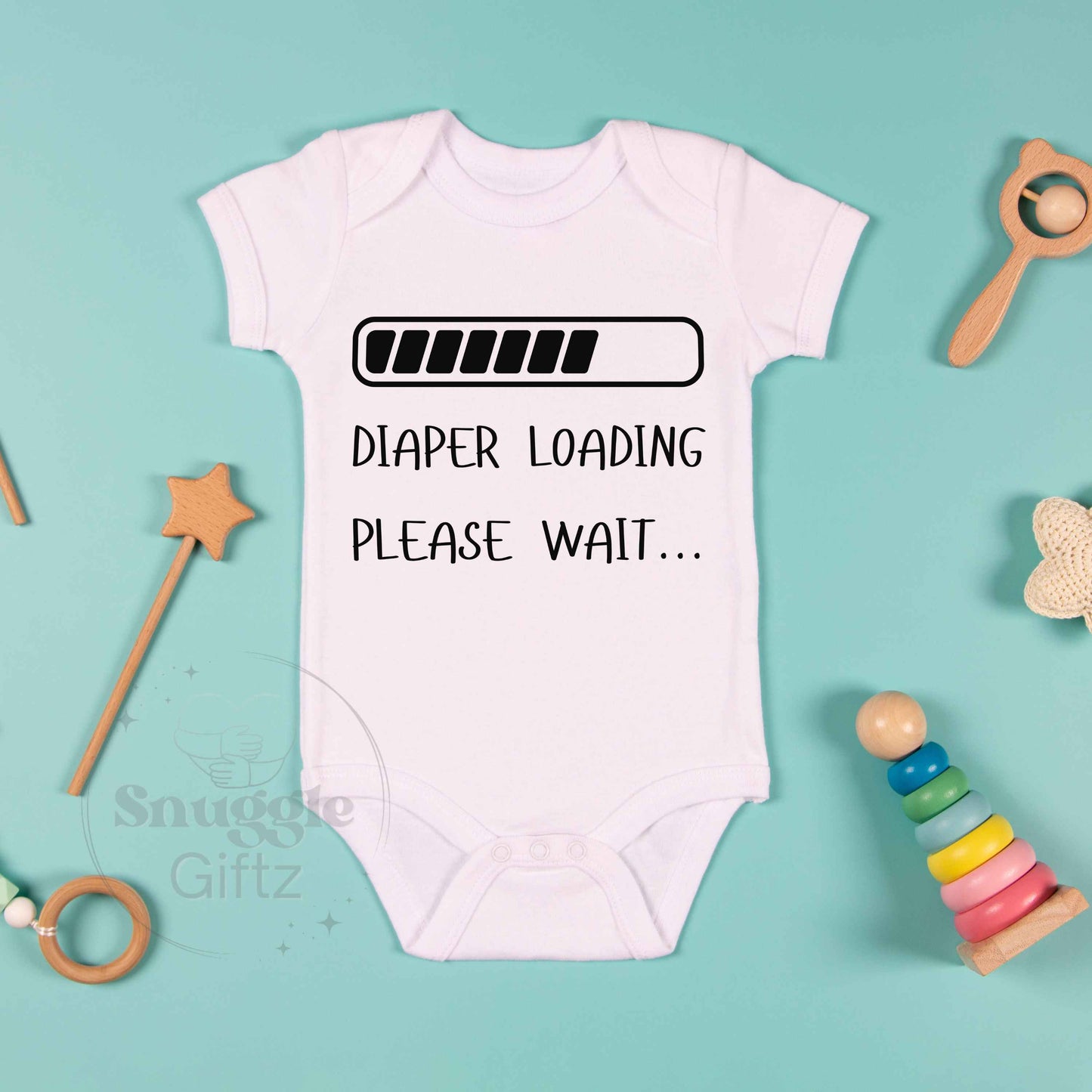 Diaper Loading Please Wait Infant Baby Shirt Fun Cozy Bodysuit, Baby Boy Girl Gender Neutral Snapsuit, Soft Cute Diaper Shirt Sleeper