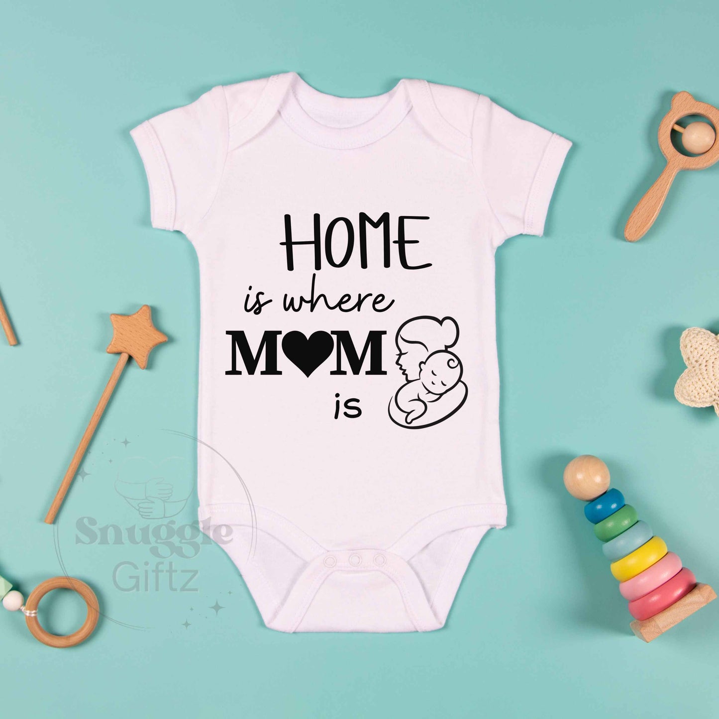 Home Is Where Mom Is Infant Baby Shirt Fun Cozy Bodysuit, Baby Boy Girl Gender Neutral Snapsuit, Soft Cute Diaper Shirt Romper