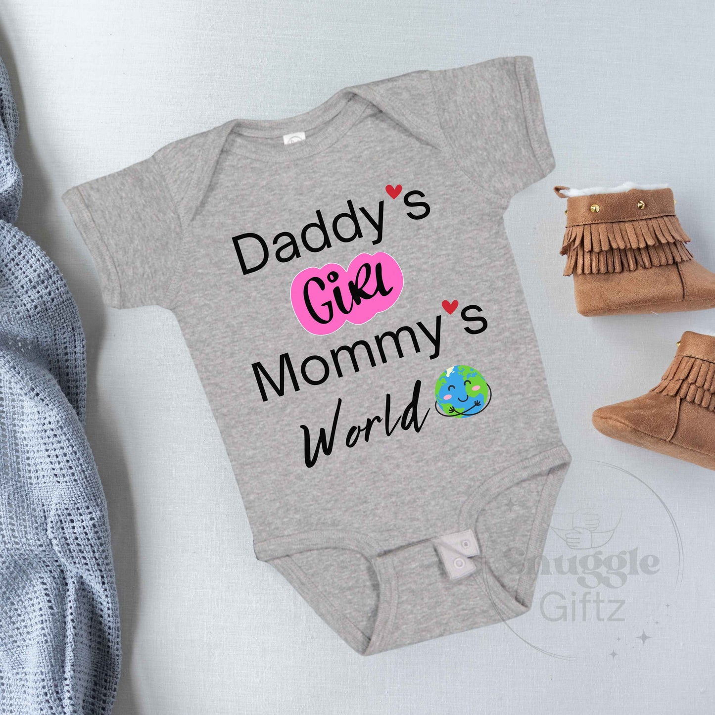 Daddy's Girl Mommy's World Baby Infant Shirt Fun Cozy Bodysuit, Baby Girl Snapsuit, Soft Cute Diaper Shirt Romper Sleeper