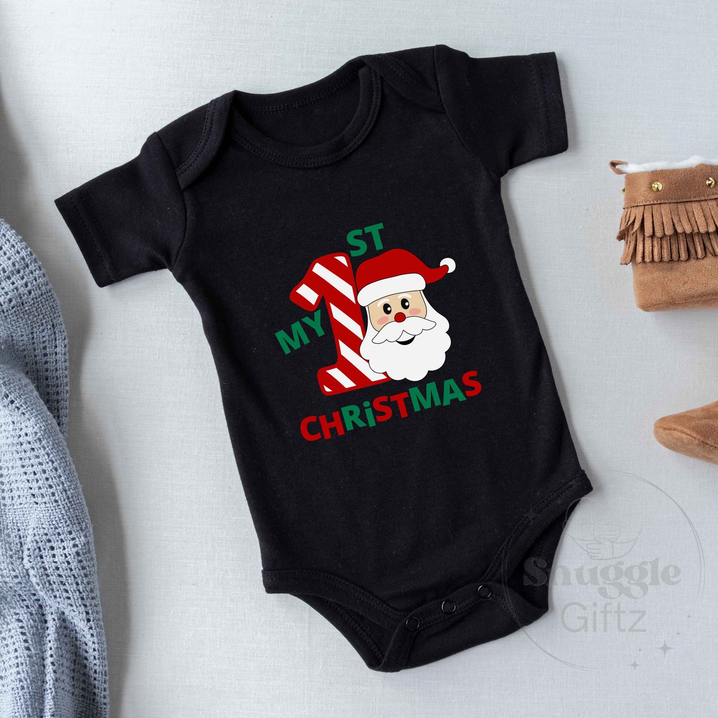 My 1st Christmas Santa Infant Baby Jersey, Fun Cozy Bodysuit, Baby Boy Girl Gender Neutral Snapsuit, Soft Cute Diaper Shirt, Adorable Romper