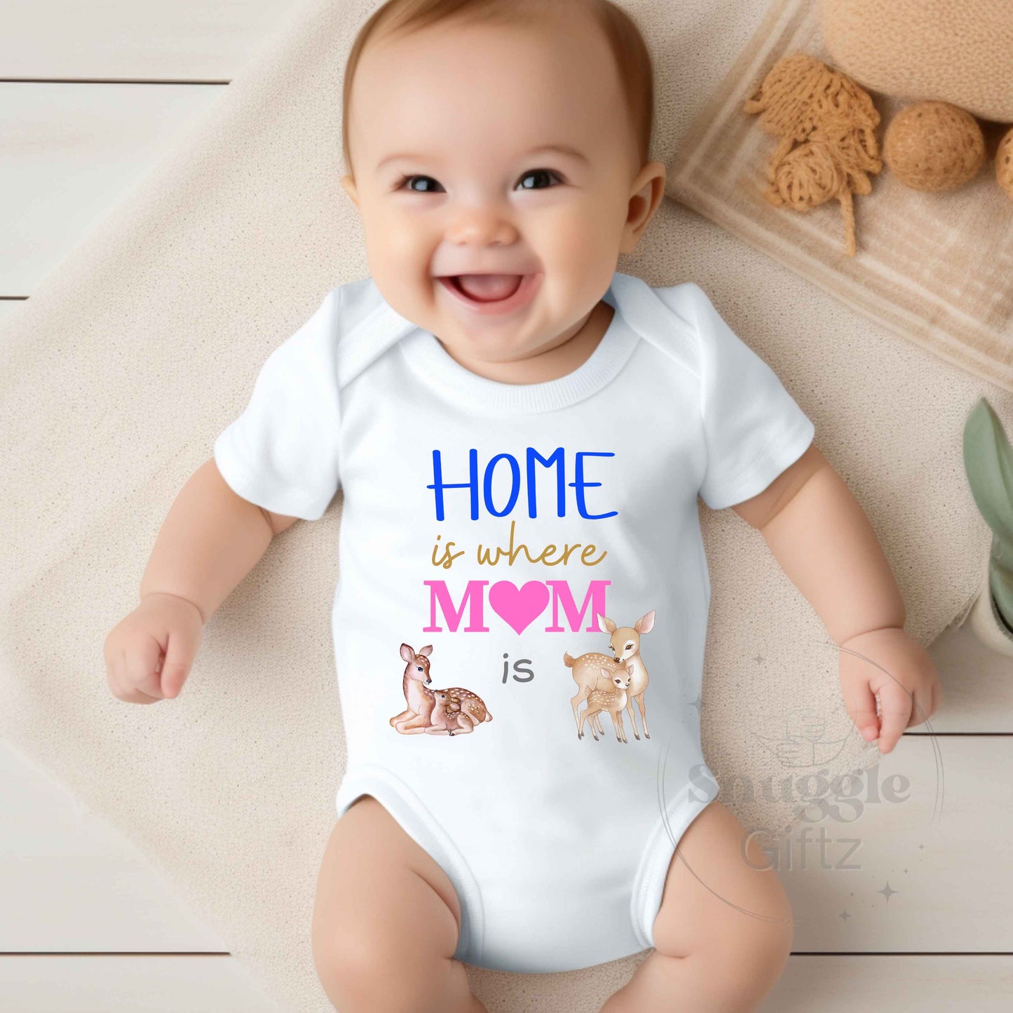 Home Is Where Mom Is Infant Baby Shirt Fun Cozy Bodysuit, Baby Boy Girl Gender Neutral Snapsuit, Soft Cute Diaper Shirt Romper Sleepsuit