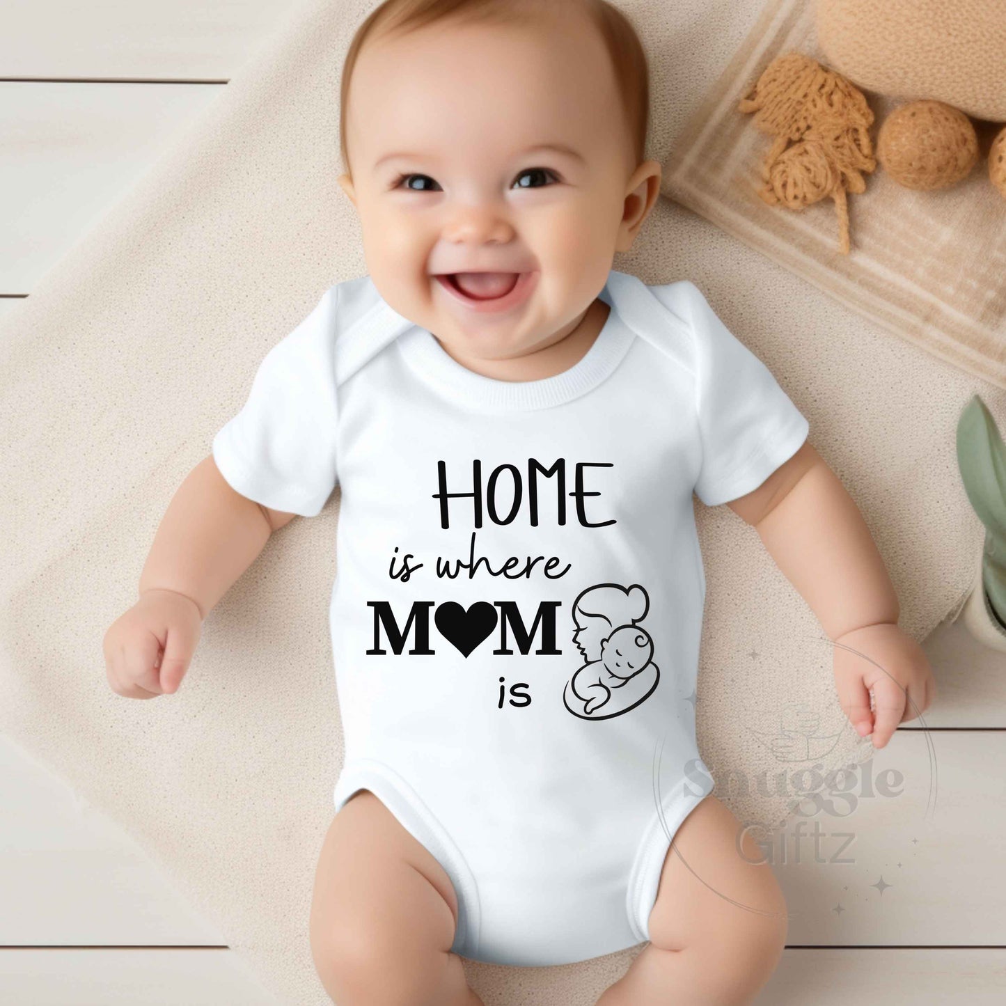 Home Is Where Mom Is Infant Baby Shirt Fun Cozy Bodysuit, Baby Boy Girl Gender Neutral Snapsuit, Soft Cute Diaper Shirt Romper