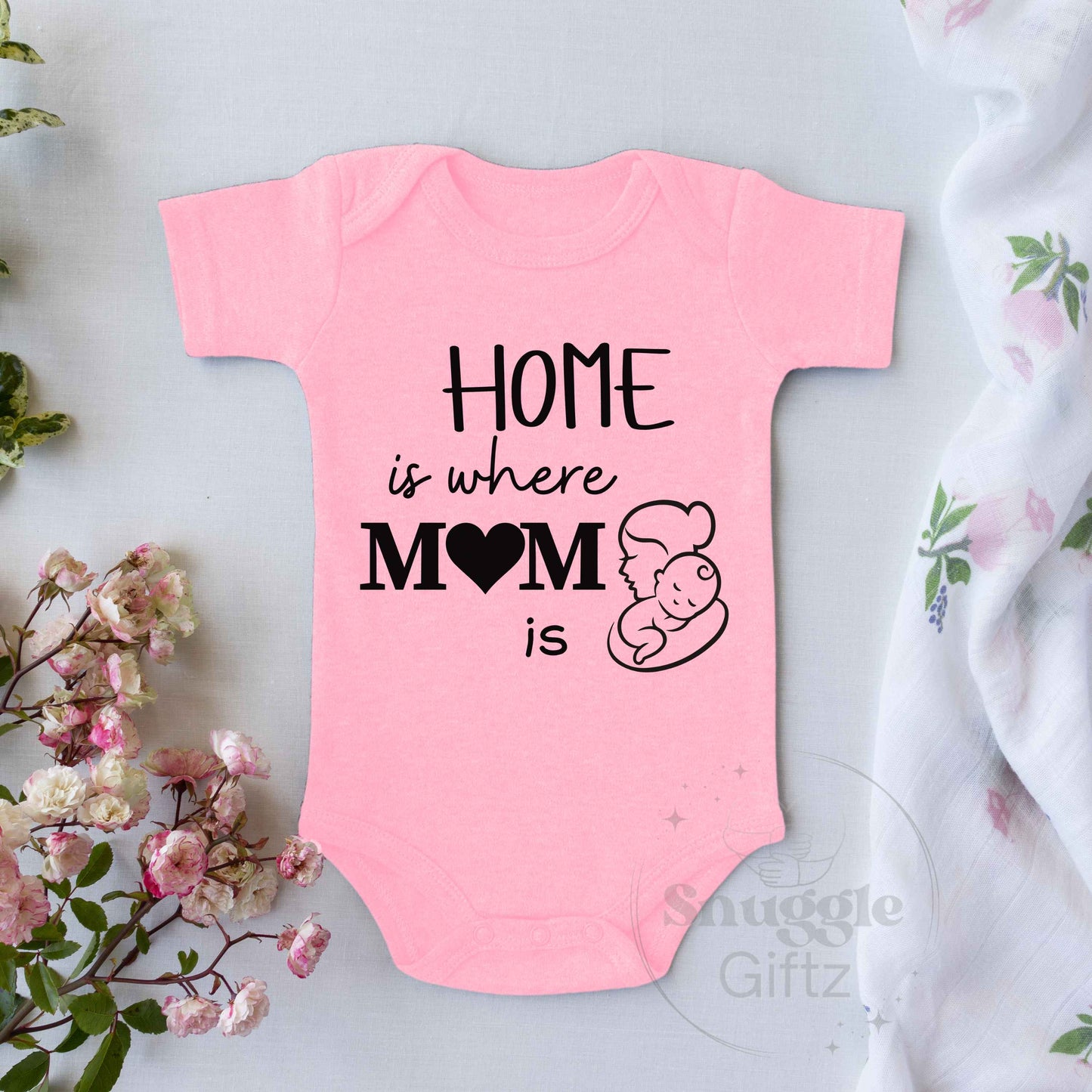 Home Is Where Mom Is Infant Baby Shirt Fun Cozy Bodysuit, Baby Boy Girl Gender Neutral Snapsuit, Soft Cute Diaper Shirt Romper