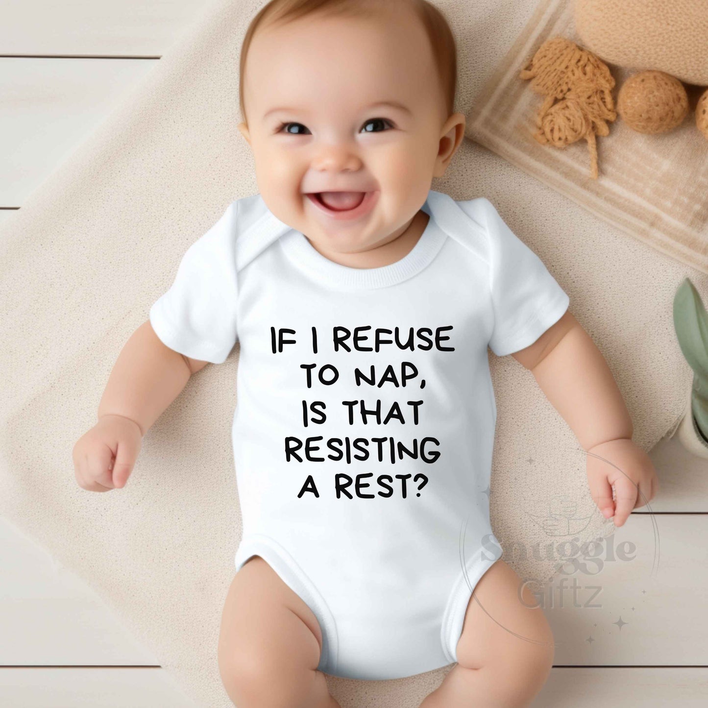 If I Refuse To Nap Resisting A Rest Police Humor Infant Baby Shirt Fun Cozy Bodysuit, Baby Boy Girl Snapsuit, Soft Cute Diaper Shirt Romper