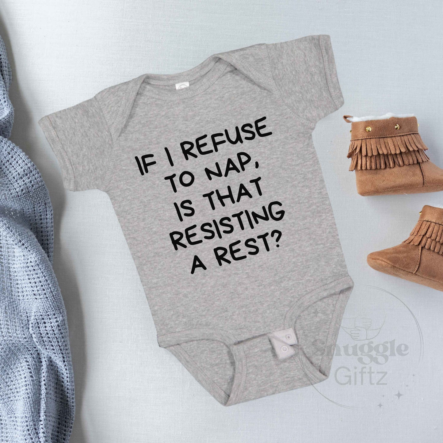 If I Refuse To Nap Resisting A Rest Police Humor Infant Baby Shirt Fun Cozy Bodysuit, Baby Boy Girl Snapsuit, Soft Cute Diaper Shirt Romper